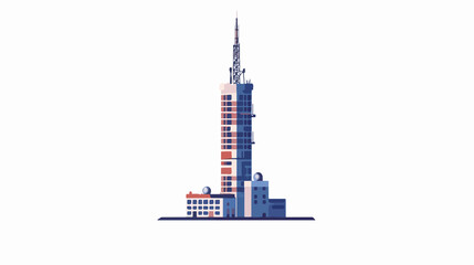Obraz premium Modern urban building tower skyscraper antenna icon on white background for architecture and cityscape design concept