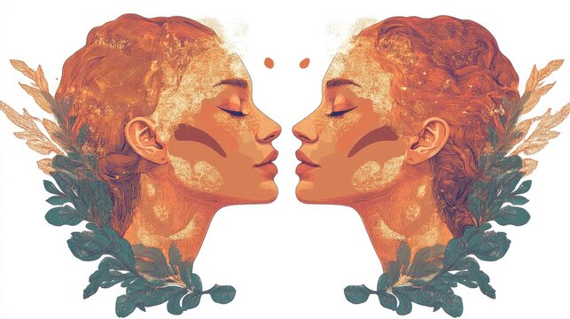 Gemini Zodiac Sign astrological constellation twins. Horoscope sign gemini. illustration.