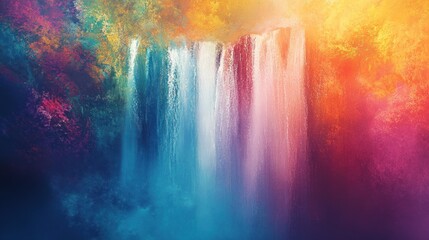 Vibrant Waterfall in Autumnal Hues: A Dreamlike Cascade