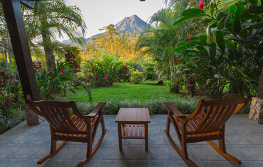The view of the volcano Arenal from the hotel terrace in the morning - Costa Rica