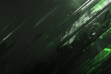 abstract. textured black background with green strokes. copy space