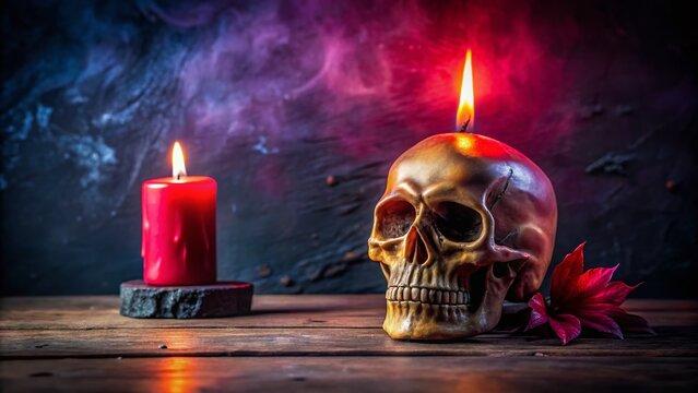 Illuminate your Halloween with this Gothic Skull Candle, featuring a realistic flame. Ideal for creating a haunting atmosphere at spooky gatherings or themed parties.
