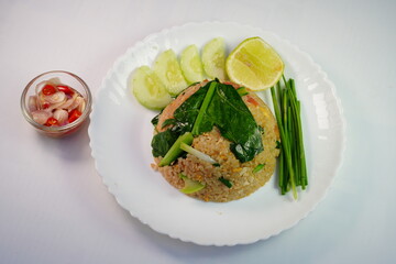 Fried rice with pork, egg and vegetables