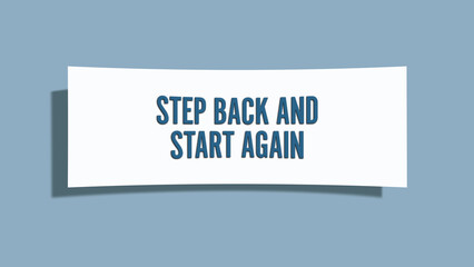 step back and start again. A card isolated on blue background.