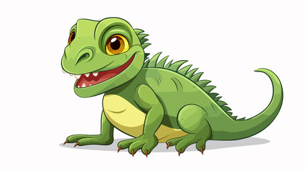 Fototapeta premium Cheerful Iguana Cartoon in Vector Art for Kids. Adorable Reptile Character Design.