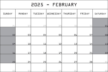 02 FEBRUARY 2025 PLANNER CALENDAR