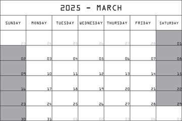 03 MARCH 2025 PLANNER CALENDAR