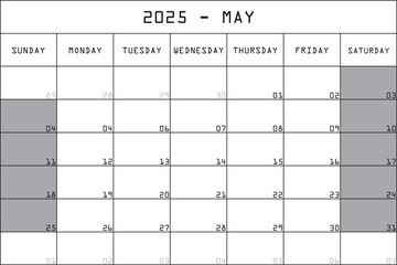 05 MAY 2025 PLANNER CALENDAR