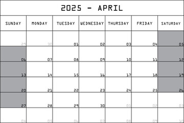 04 APRIL 2025 PLANNER CALENDAR