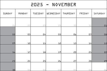 11 NOVEMBER 2025 PLANNER CALENDAR