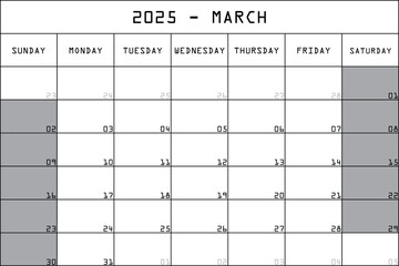 03 MARCH 2025 PLANNER CALENDAR