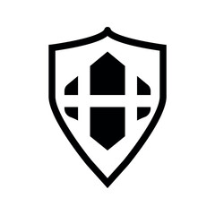 Protection shield safety icon.