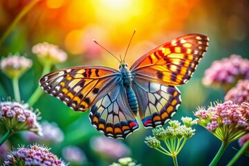 Fototapeta premium Incredible macro photography reveals a dazzling butterfly with vivid wings. A stunning portrayal of nature's beauty, highlighting colorful insects and their vibrant detail.