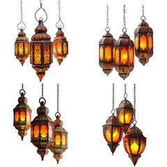 Arabic Lanterns, Ramadan Decor isoated on transparent background
