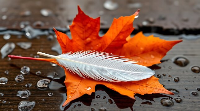 white feather and orange maple leaf National Day for Truth and Reconciliation in Canada