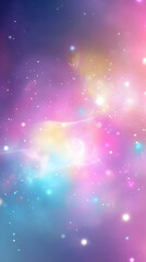 Fototapeta premium Dreamy pastel galaxy background; perfect for websites, phone wallpapers, or social media. Vibrant nebula with glowing stars and soft colors.