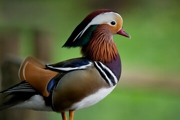 The Mandarin Duck (Aix galericulata).