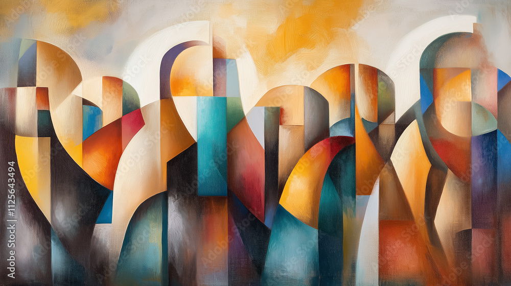 Poster a unique artistic representation shows abstract figures expressing intimacy and connection in vibran