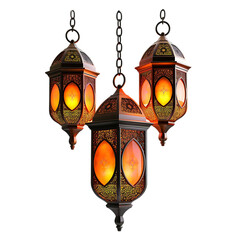 Arabic Lanterns, Ramadan Decor, Hanging Lights isolated on transparent background