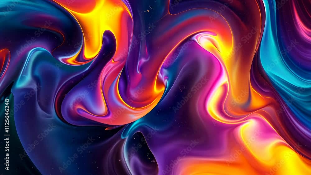 Poster vibrant abstract fluid art with swirling colors and dynamic flow. creative digital artwork concept