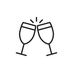 Champagne glasses icon Black and white logo