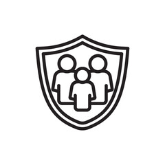 Fototapeta premium Family insurance icon Black and white logo