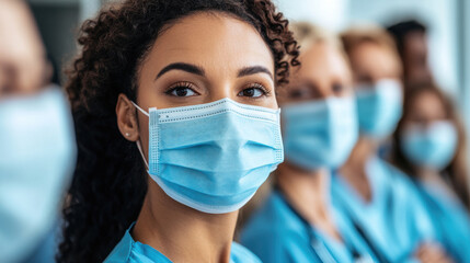 Medical professionals wearing masks in healthcare setting