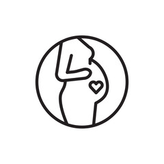 Pregnant woman icon Black and white logo
