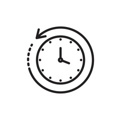 Rewind time icon Black and white logo