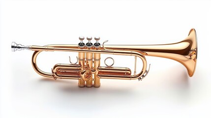 Obraz premium a trumpet sticker design, music theme, realistic detail, vibrant gold tones, isolated on white background