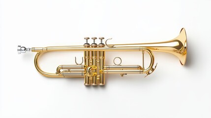 Obraz premium a trumpet sticker design, music theme, realistic detail, vibrant gold tones, isolated on white background