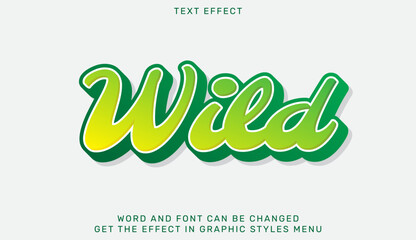 Wild text effect template in 3d design. Text emblem for advertising, branding, business logo