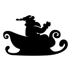 Merry Christmas, Santa Claus flying in sleigh