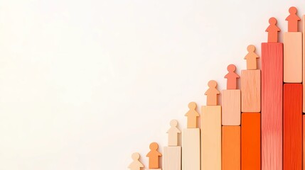 Fototapeta premium Abstract human figures climbing upward, symbolizing career growth and success