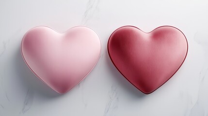 Fototapeta premium Charming pink heart pillow with subtle gradient tones, captured on a clean white canvas, highlighting softness and romantic vibes