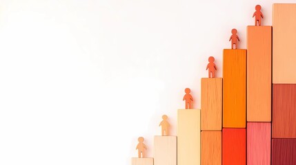 Fototapeta premium Abstract human figures climbing upward, symbolizing career growth and success