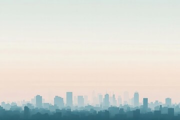 Fototapeta premium A minimalist city skyline at dawn, showcasing soft hues of blue and pink.