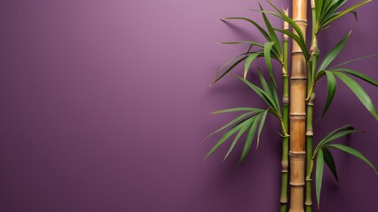 Naklejka premium Smooth Bamboo Texture, Purple Background, Sustainable Material for Furniture & Flooring