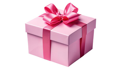 Fototapeta premium A Beautifully Wrapped Pink Gift Box with a Delicate Ribbon Bow, Perfect for a Special Occasion or Celebration
