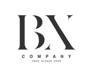 BX logo design. Initial letter b and x serif font style. Creative classic company name typography. Trendy logotype or identity.