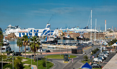 Huge Ferries in Civitavecchia Italy