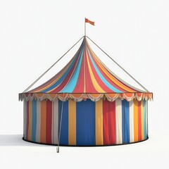 Striped circus tent, colorful, isolated.