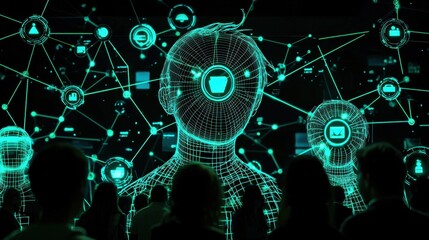 Obraz premium Digital transformation in technology virtual reality event modern environment futuristic perspective