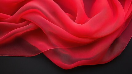 Obraz premium Flowing Red Chiffon Fabric on Black Background for Design Projects