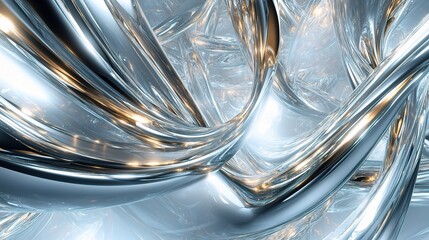 Shimmering Silver and Blue Abstract Design with Dynamic Curves