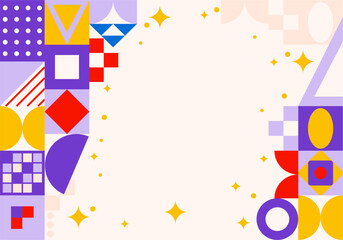 Obraz premium purple, yellow and red colorful geometric retro vector illustration