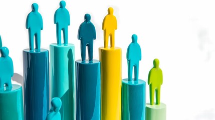 Human-like abstract forms moving upward, illustrating ambition, teamwork, and the path toward success and career advancement.