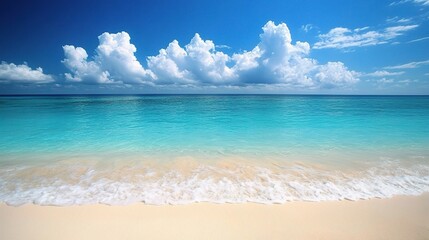 Obraz premium Serene Minimalist Beach Scene with Soft Sand and Clear Water