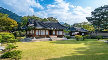 Gyeongbok palace in Seoul City, Gyeongbokgung palace landmark of Seoul, South Korea, Korean wooden traditional house in Gyeongbokgung the main royal palace of Joseon dynasty.