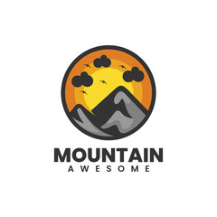 Vector mountain illustration emblem logo design